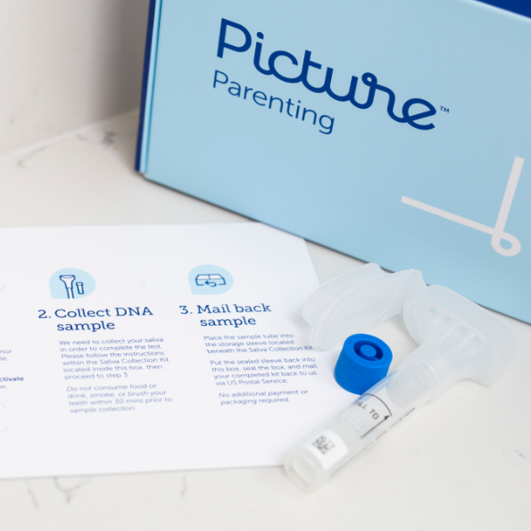 Opened Picture Parenting Blue DNA Test Kit with Directions